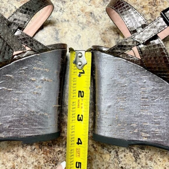 LIBBY EDELMAN Willow Wedge Glitter Platform Sandals in Pewter  Size 6.5 - Picture 6 of 7